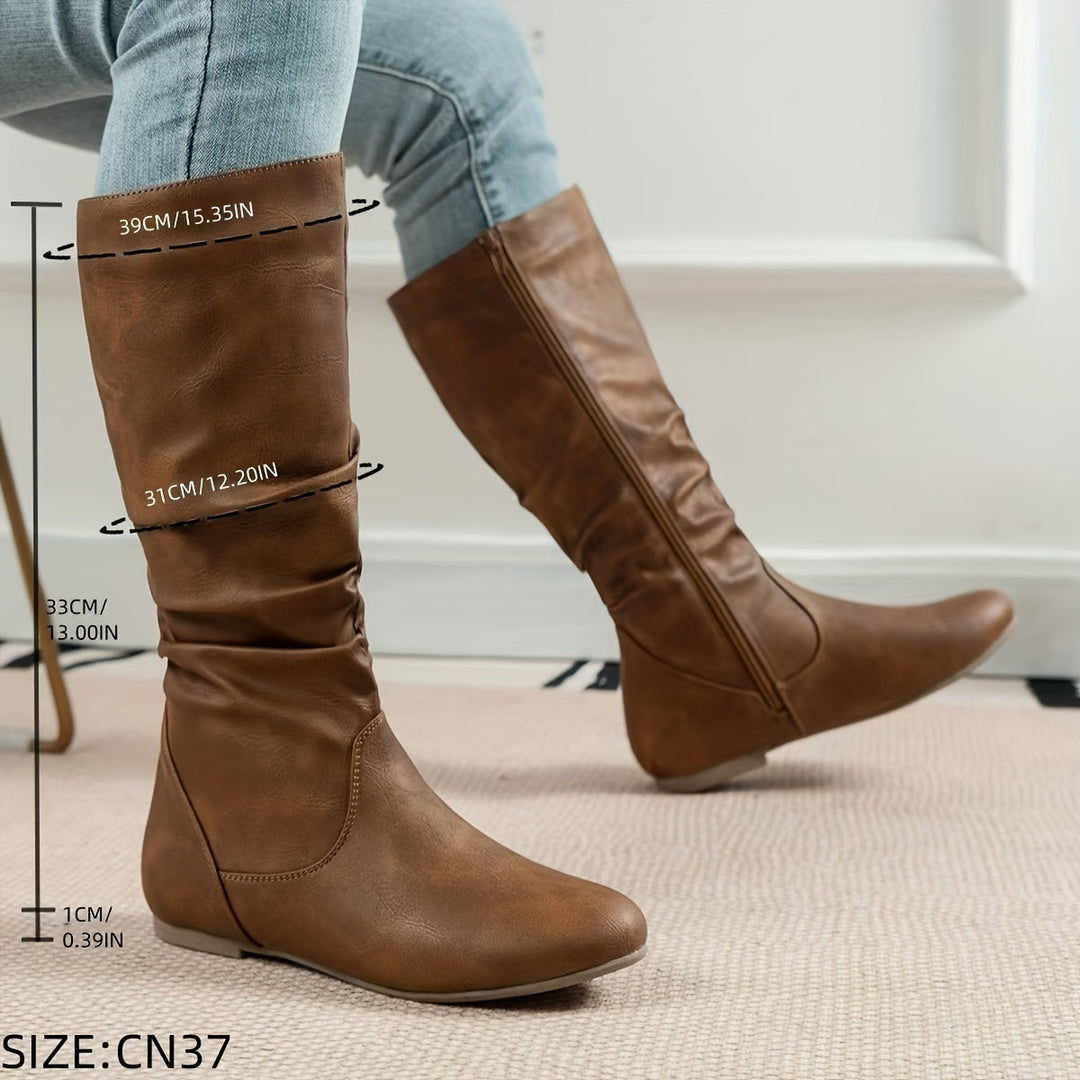 Maureen | Bottines mi-mollet à effet plissé