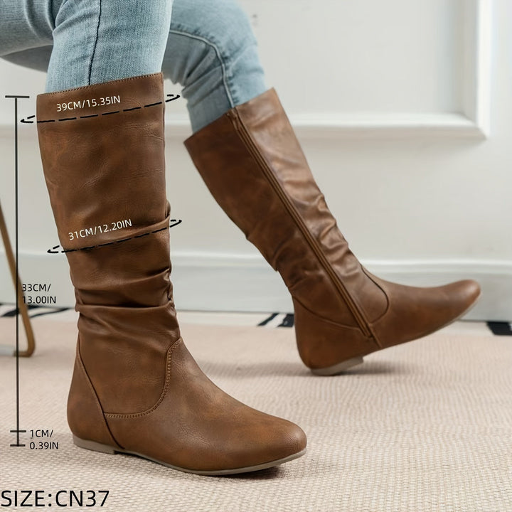 Maureen | Bottines mi-mollet à effet plissé