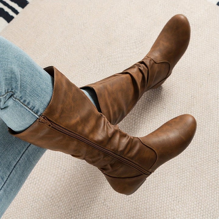 Maureen | Bottines mi-mollet à effet plissé