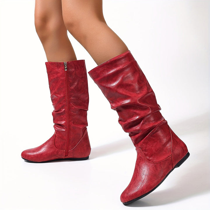 Maureen | Bottines mi-mollet à effet plissé