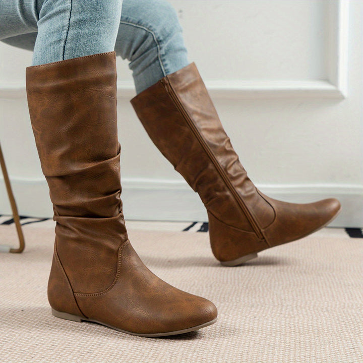 Maureen | Bottines mi-mollet à effet plissé