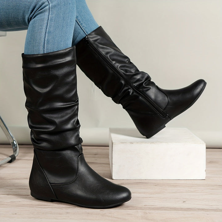 Maureen | Bottines mi-mollet à effet plissé